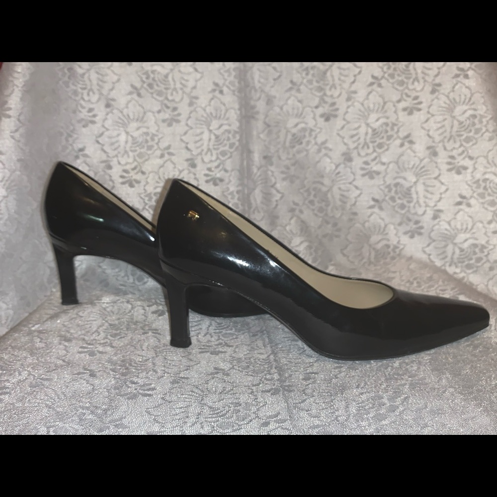Patent leather shoe less than 3 inch heel